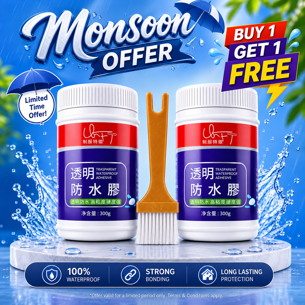 💪 Transparent Waterproof Super Glue | BUY 1 GET 1 FREE + FREE Brush 🎁 |
