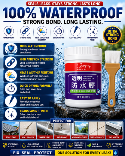 🏆 Premium Transparent Waterproof Glue | Buy 1 Get 1 FREE + FREE Brush |