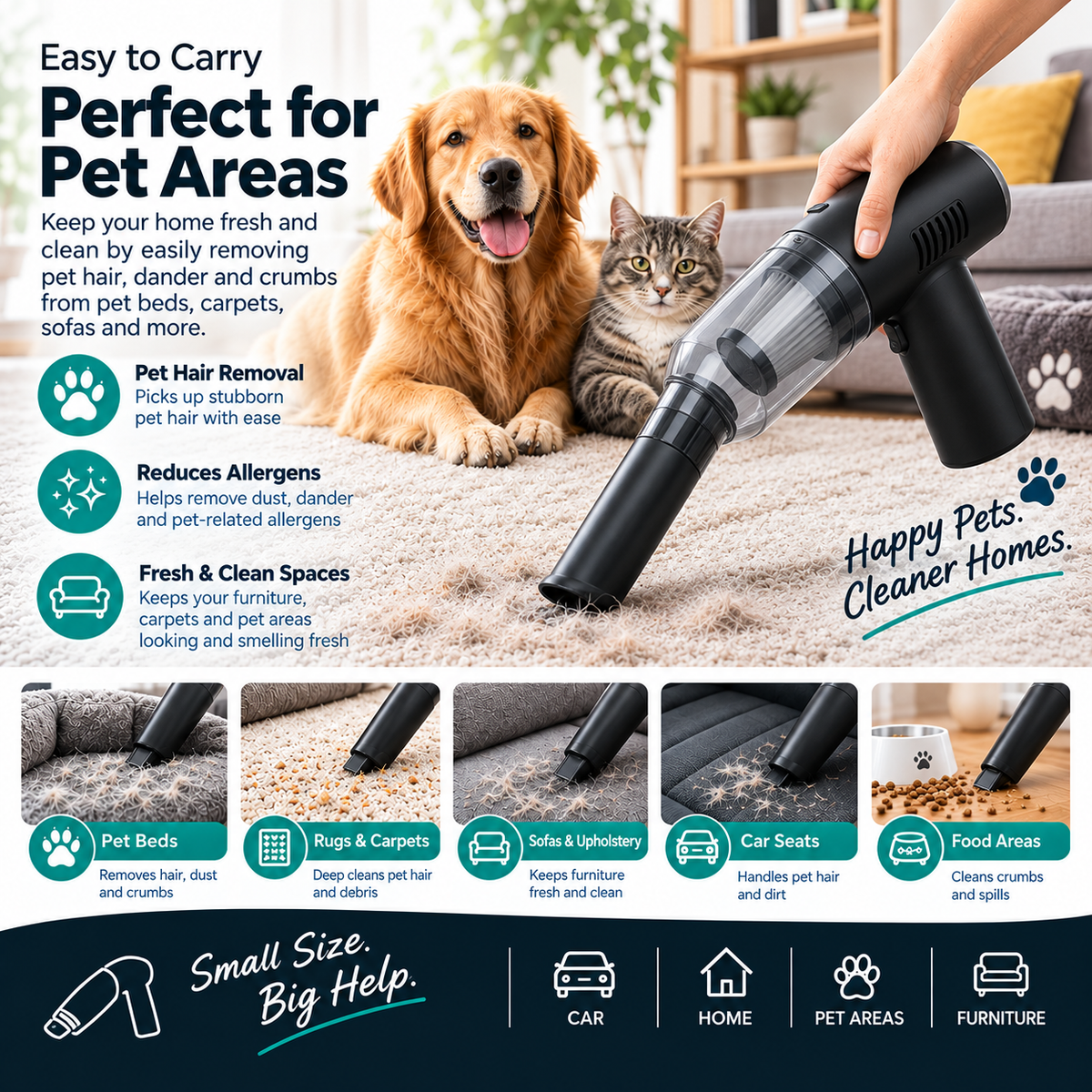 Handheld Vacuum Cleaner | Lightweight Portable Vacuum for Home, Car & Pet Hair