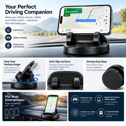 Dashboard Car Phone Holder | Adjustable Anti-Slip Mobile Stand